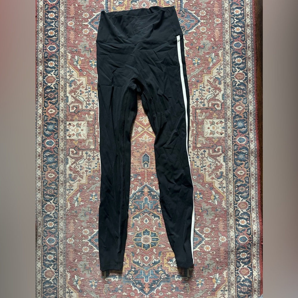 Adanola Black Leggings with White Stripe